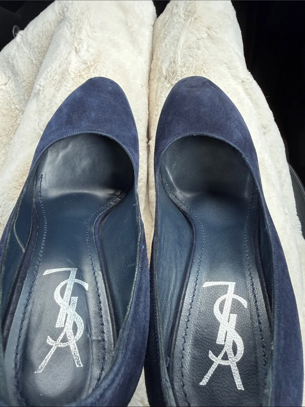 Yves Saint Laurent Tribtoo Navy Suede Platform Pumps 2010